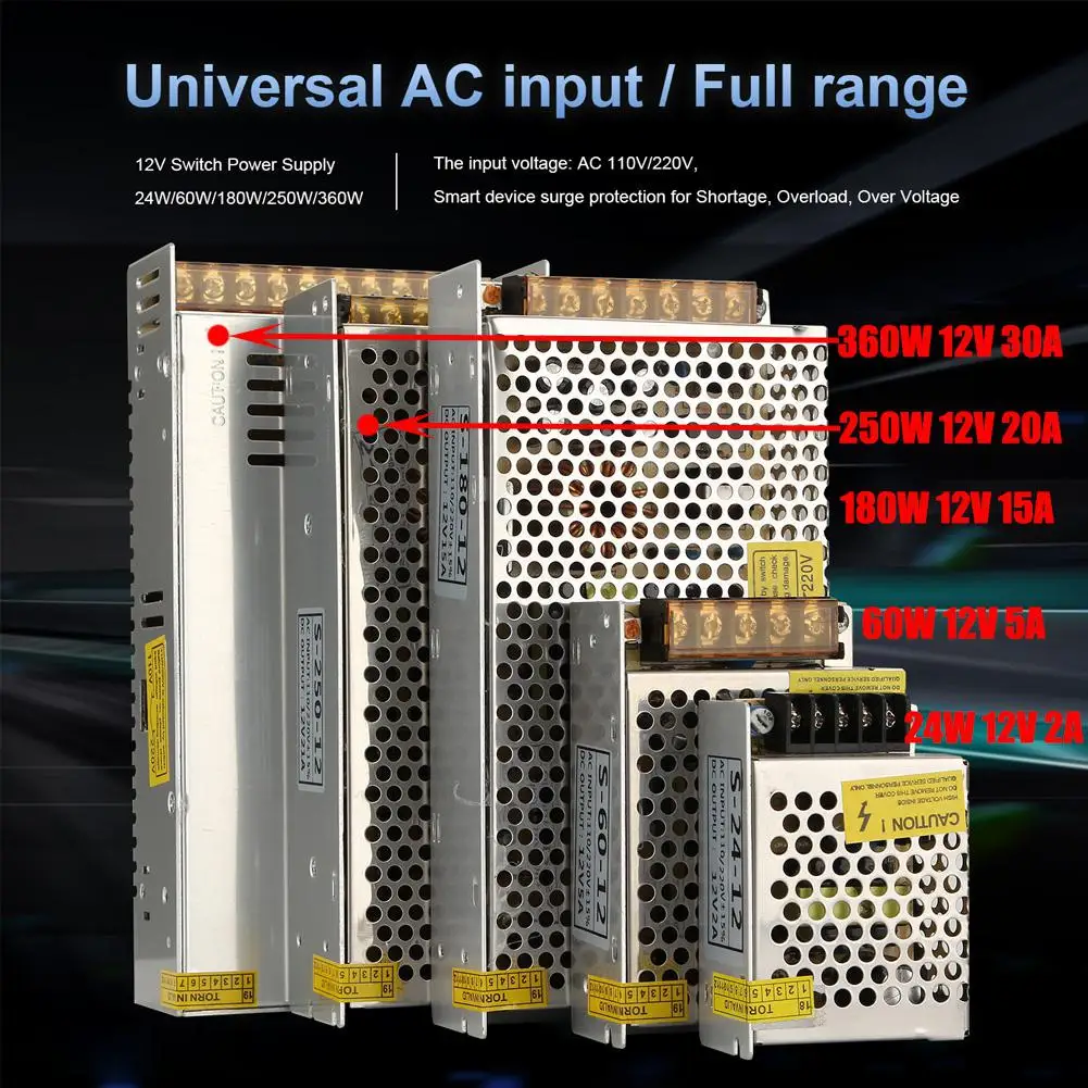 Адаптер питания 220 В на 12 постоянного тока адаптер Светодиодная лента светильник