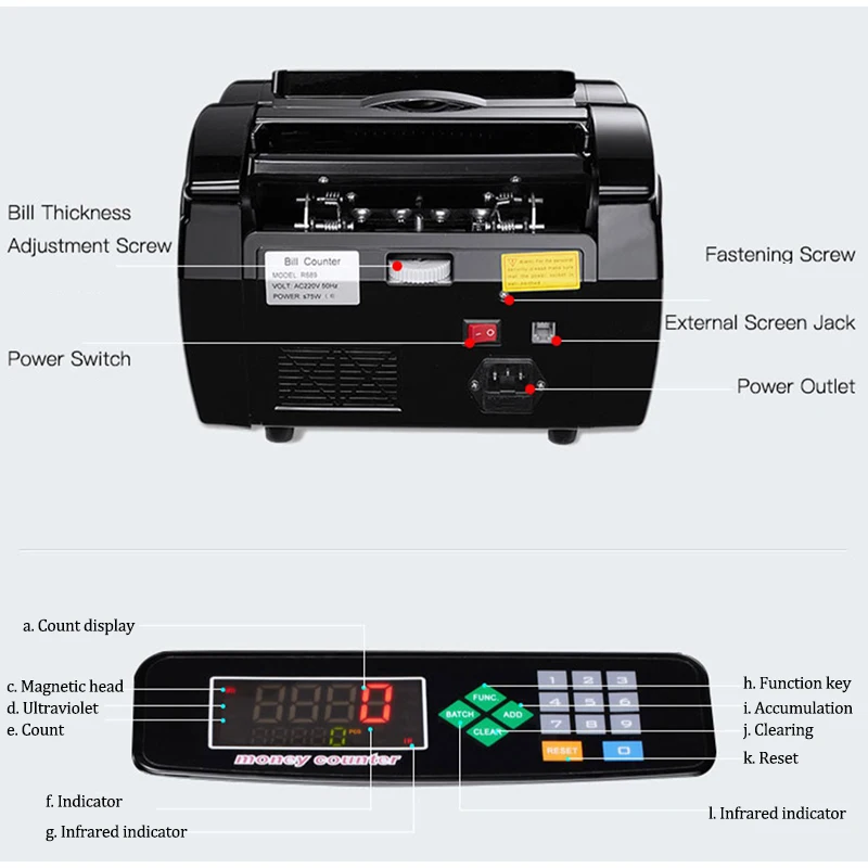 R689 Smart Foreign Trade Currency Counter Cash Banknote Counter Currency Detector Euro Dollar Pound Sterling LCD Display images - 6