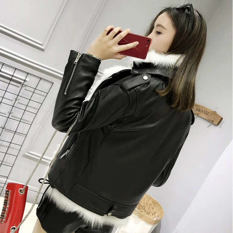 FTLZZ зимняя куртка из искусственной кожи женская белая жилетка искусственного