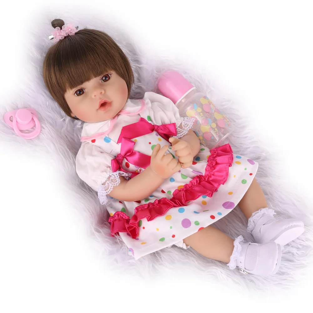 48 см Силиконовая Кукла Reborn baby Doll девочка Bebe короткие волосы Реалистичная живая