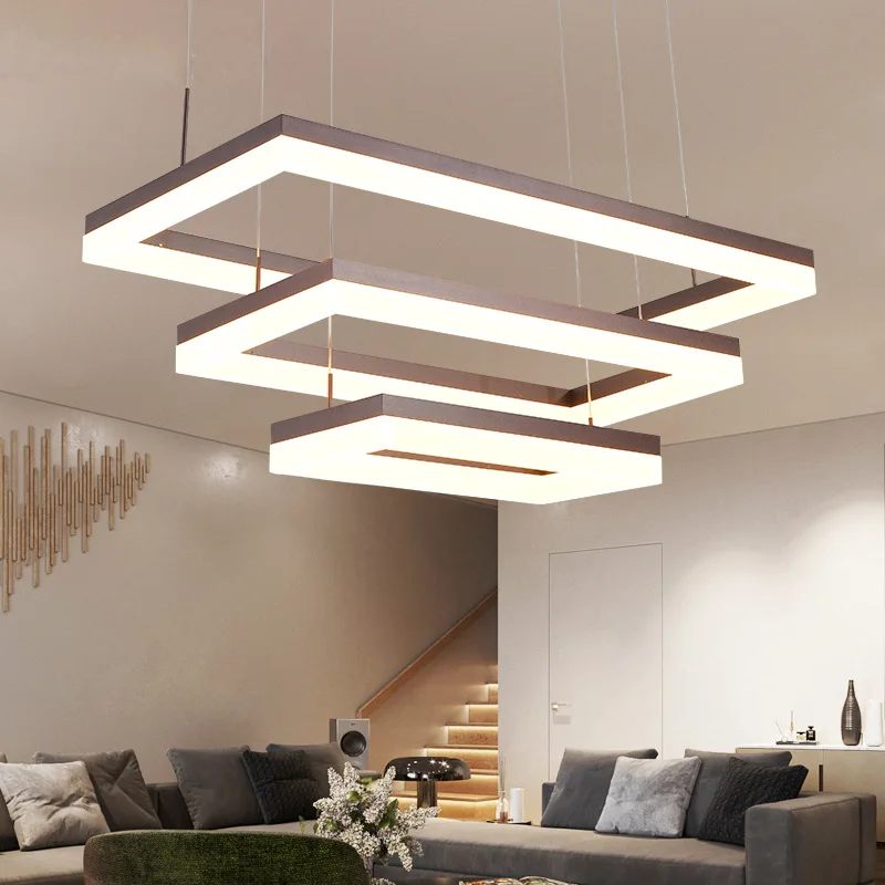 Modern Rectangle Acrylic Led Pendant Lights Phone APP Dimmable Home Lamp Living Room Decor Hanging Light Luminaire | Лампы и освещение