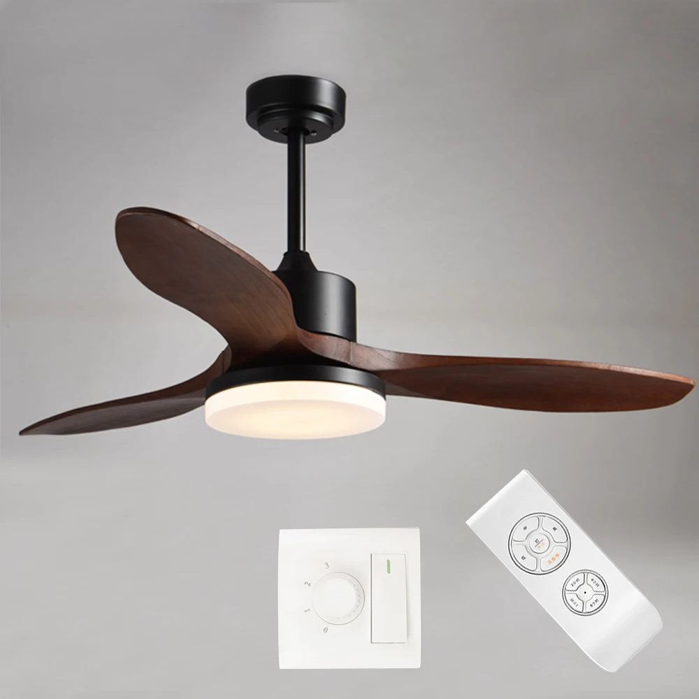 48 дюймов светодиодный бесшумный потолочный вентилятор деревянный лист лампа для
