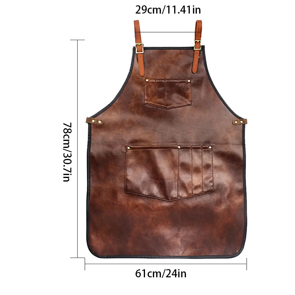 

Salon Barber Leather Hairdresser Apron Adjustable Hair Styling Work Apron Cape With Two Pockets Hairdressing Accessories