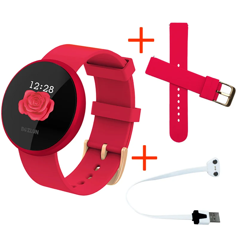 Red Extra strap Bozlun Модные женские умные цифровые часы, женские водонепроницаемые часы с напоминанием о смене времени, красивые наручные часы B36 - Цвет: Red Extra strap