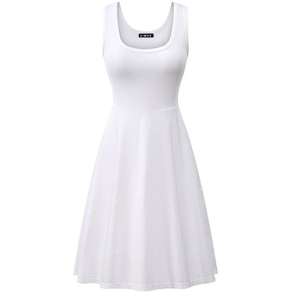 Платье До Колена без рукавов с высокой талией ТРАПЕЦИЕВИДНОЕ тонкое платье