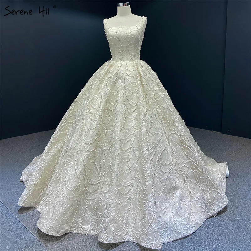 Обнаженное свадебное платье Serene Hill без рукавов с блестками и жемчугом 2020