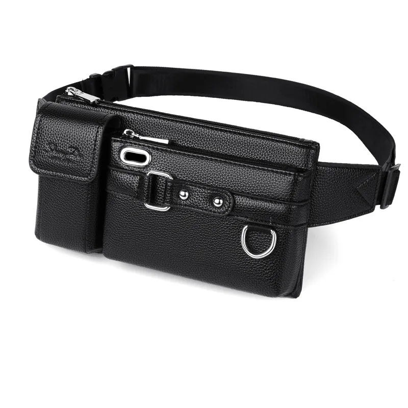 

Men's Chest Bag Casual Korean Style Outdoor Sports Chest Shoulder Messenger Bag Fashionable Men's Backpack Soft Pu Zipper