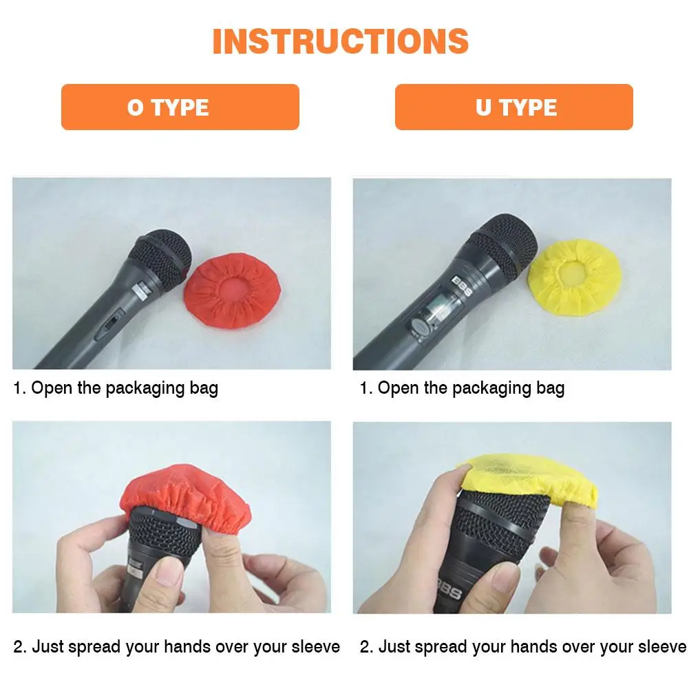 

50/100pcs Disposable Microphone Covers Non-woven Dust-proof Odorless Handheld Stage Microphone Covers For KTV News Interview