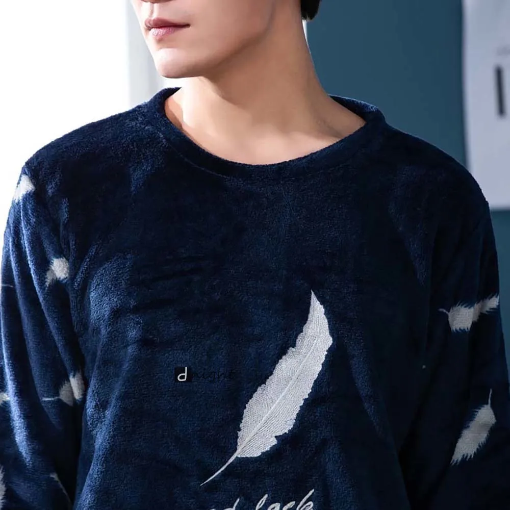 Модель 4XL Мужская зимняя Фланелевая пижама теплые брюки одежда для сна домашний