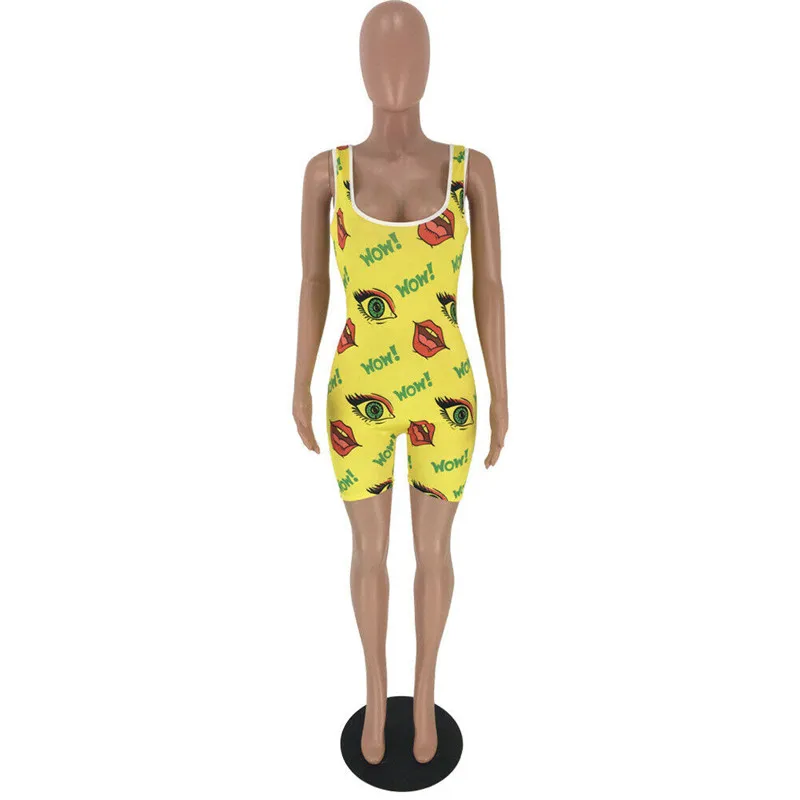 

Jumpsuit Women Floral print Sleeveless V Neck Bodycon Short Jumpsuit Bodysuit Romper Autumn Ladies Casual Leotard Tops Playsuit