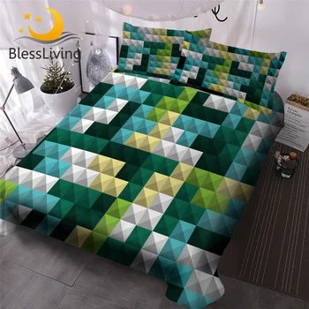BlessLiving Bricks Game Bedding Set Geometric Quilt Cover With Pillowcases Building Blocks Kids Boy Bed Cover Colorful Bedlinen 1