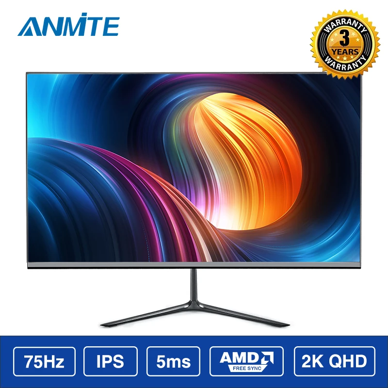 Anmite, 24 дюйма, 2 K, 2560*1440, QHD, тонкий, Ps4, ЖК-монитор для компьютерных игр, Athlete Chicken, Ips экран - Цвет: black DP HDMI