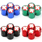 Автомобильный Стайлинг, эмблема национального флага Швейцарии, крышка колеса крышки стержня вентиля шины для Skoda SEAT, Volvo, автомобильные аксессуары, 4 шт.