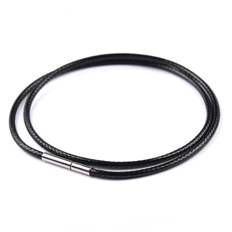Черный вощеный кожаный шнур вращающаяся застежка из нержавеющей стали 1 шт. колье