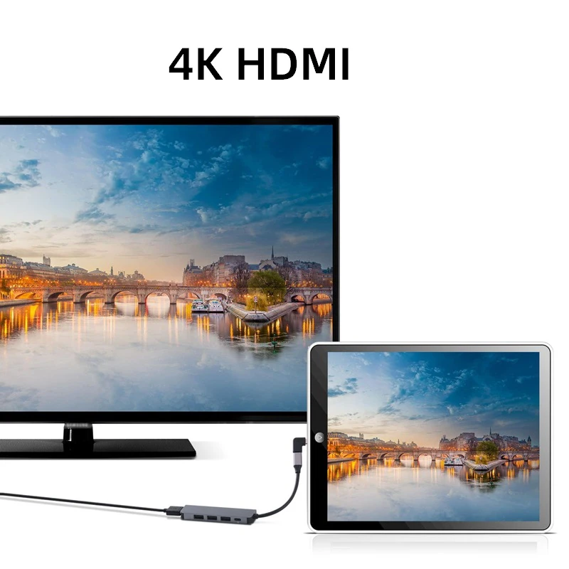 Typt C Type концентратор USB USB3.1 с HDMI 5 в 1 комбинированный 2 USB3.0 портами SD TF кардридер