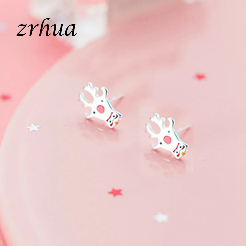 ZRHUA милые 925 пробы серебряные серьги-гвоздики для женщин и девушек, Стерлинговое Серебро-ювелирные изделия бренд oorbellen aros de plate 925, рождественские подарки
