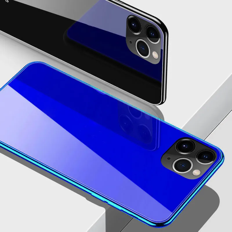Luxury Electroplated Glass Phone Case For iPhone XS MAX XR X 7 8 6 6s Plus Logo Plating Cover For iPhone 11 Pro Shockproof Case
