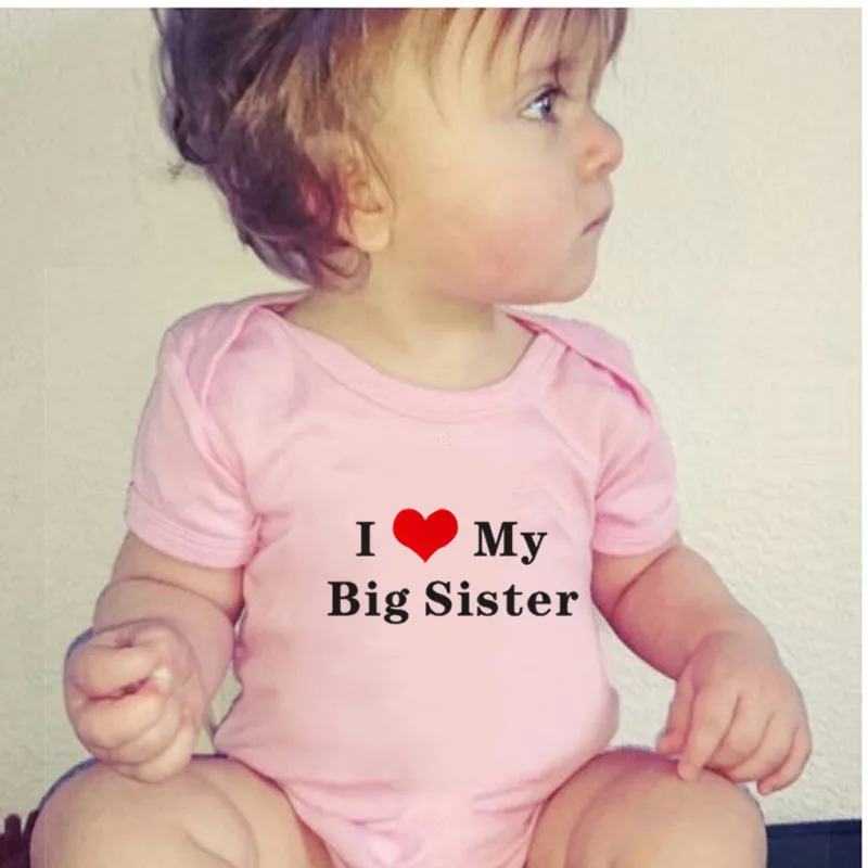 4 цвета, забавные детские комбинезоны с надписью «I LOVE MY SISTER», Одежда для новорожденных, хлопковый комбинезон для маленьких девочек и мальчиков 0-24 месяцев, детский комбинезон