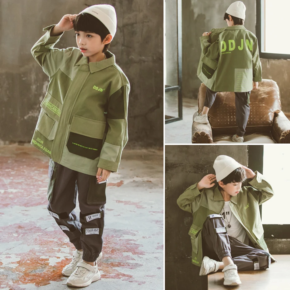 Куртка лоскутные куртки для мальчиков Детская верхняя одежда с отложным