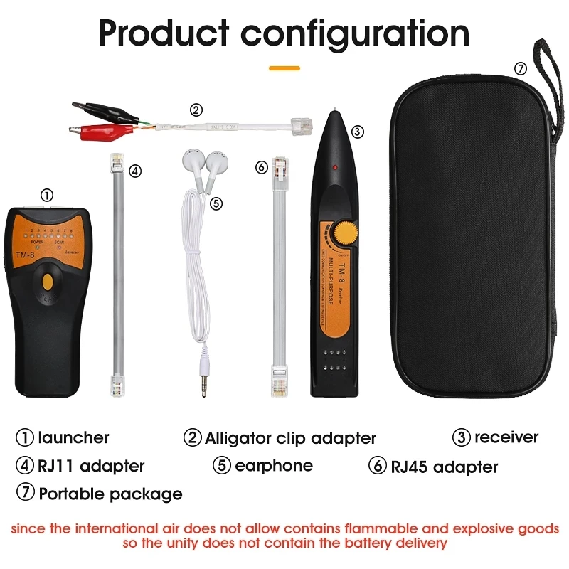 M-8 Wire Tracker LAN Network Cable Tester Telephone Phone RJ45 RJ11 Toner Tracer Cat5 Cat5A Cat6 Cat6A Cat6E Detector