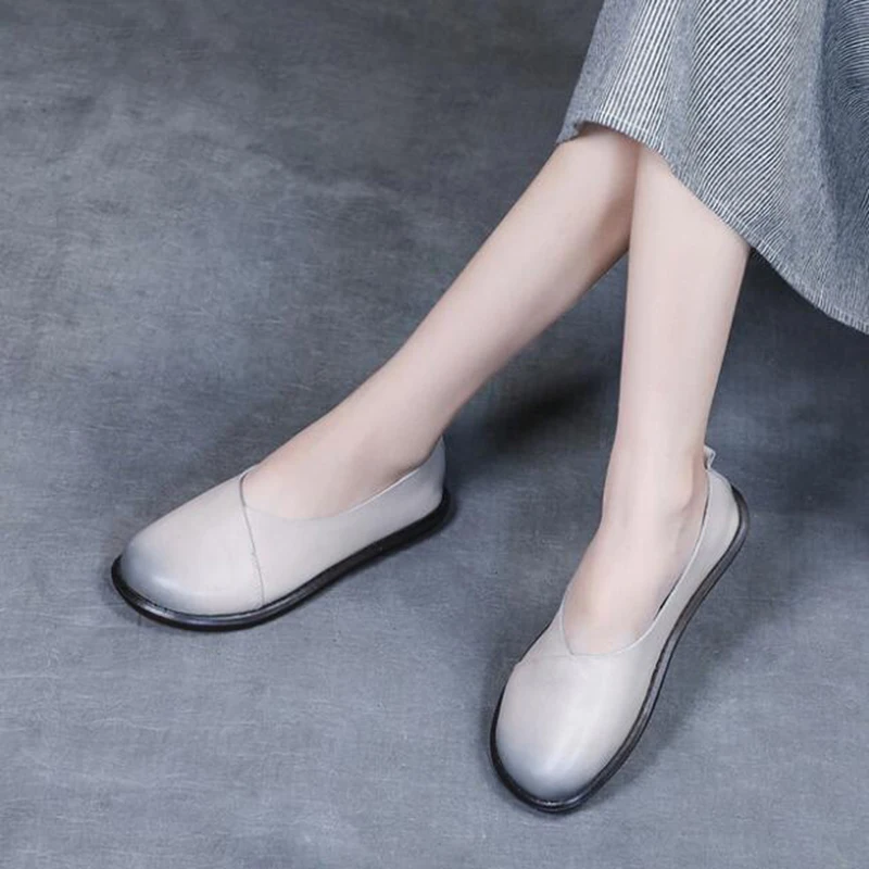 

2021Shallow Flats Casual Shoes Women Genuine Leather Loafers Oxford Slip on Moccasins Female Footwear Flat Shoes Grandma q40