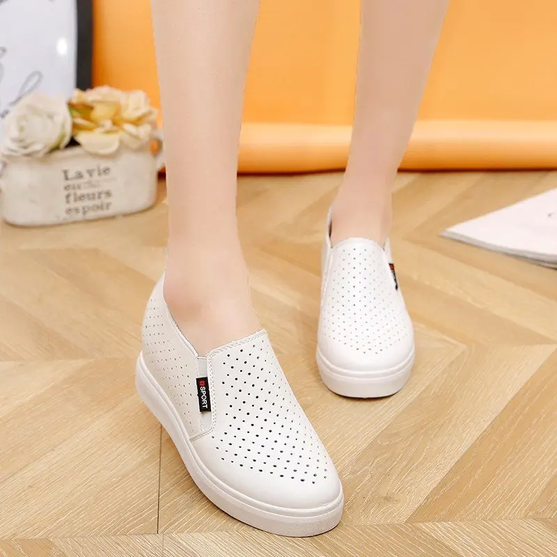 Кроссовки на танкетке женские повседневная обувь высокой платформе туфли со