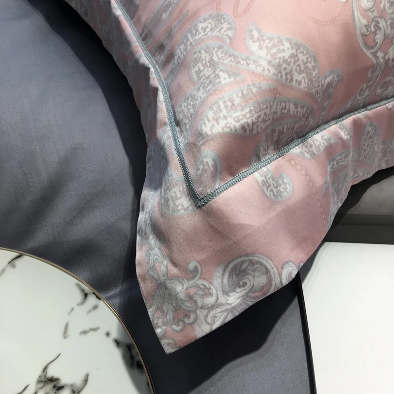 Pink bohemian duvet cover Egyptian cotton bedding set European pastoral satin bedspread queen king size bed in living room | Дом и сад
