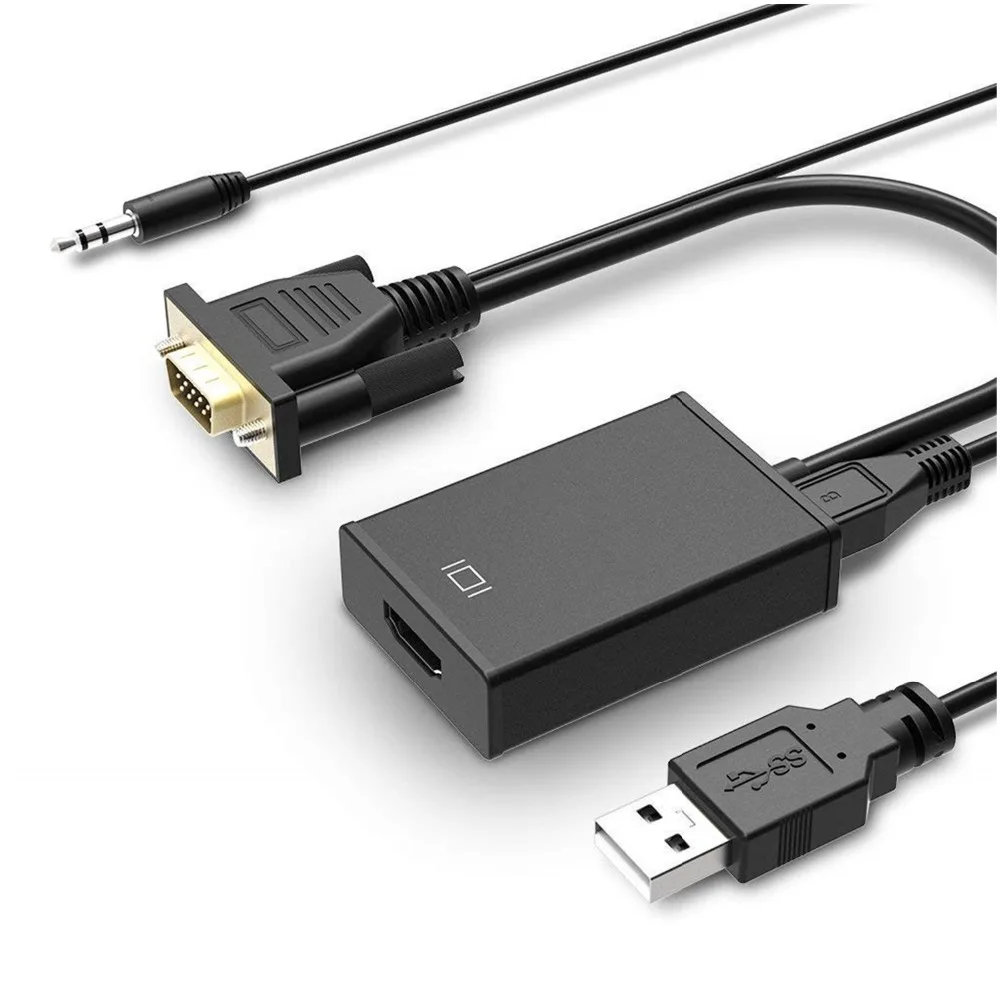 Преобразователь из VGA в HDMI адаптер Выход 1080P HD с аудио VGA2HDMI ТВ AV в HD ТВ Видео кабель конвертер адаптер для ТВ ПК