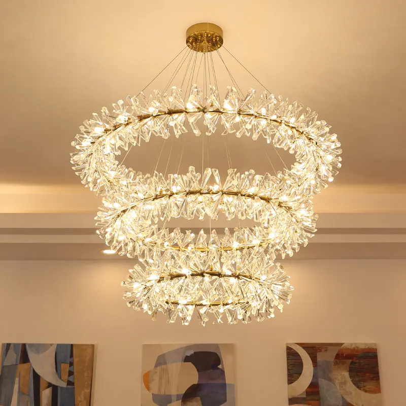 

Nordic Luxury Large Crystal Chandelier 40 60 80cm Ring Chandelier Living Room Decoration Bedroom Light Fixtures Carlota lighting