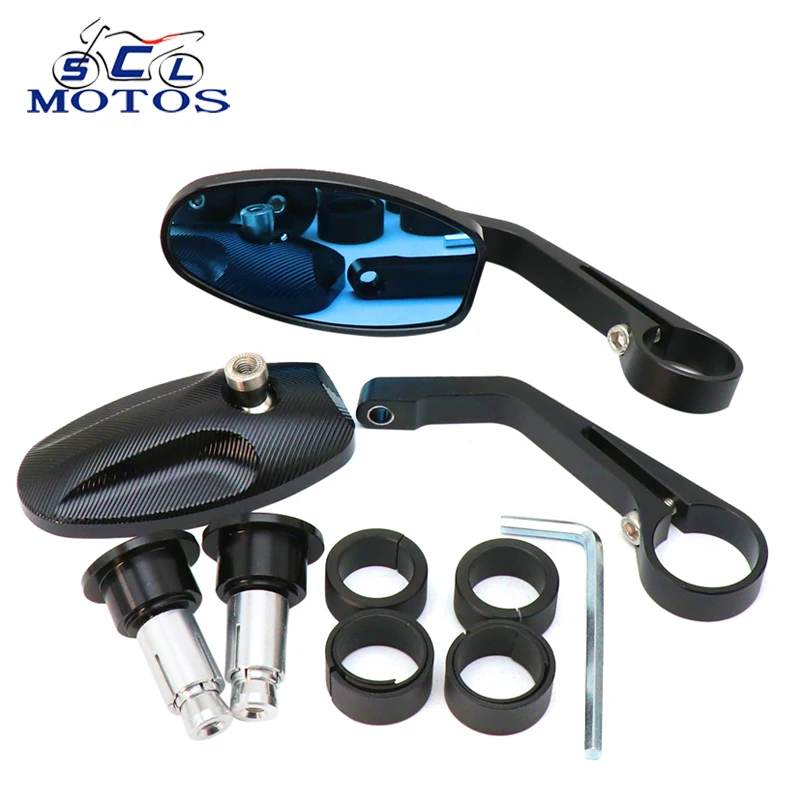 

Sclmotos- 1 Pair 7/8 22mm CNC Motorcycle Bar End Black Rearview Side Mirrors for Triumph Speed Triple for Yamaha MT07 MT09 TMAX