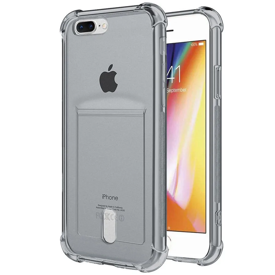 Transparent Grey Чехол для карт MANTIS Airbag из ТПУ с отделением для кредитных карт, мягкий чехол для iPhone XS Max 5 5S SE 6 6S 7 8 Plus X XR 11 Pro Max - Цвет: Transparent Grey