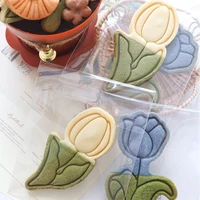 tulip flower pattern cookie mold valentines day mothers day diy gift decoration flowers baking mlod plastic kitchen tools