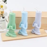 hot selling silicone soap mould decorating cute artistic cartoon desktop ornaments prayer lonely man hugging legs candle mold