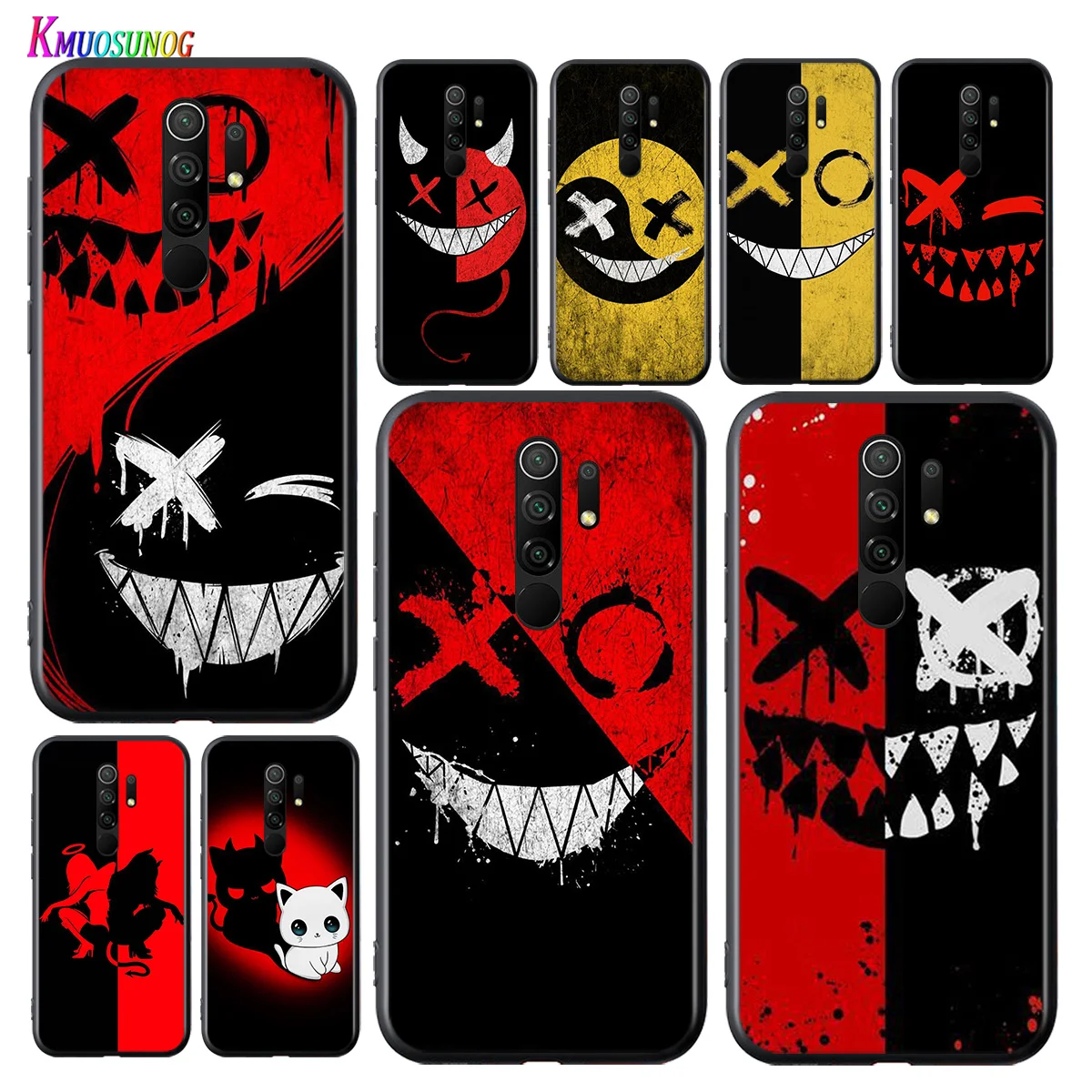 

Angel Demon Smiley Yin Yang For Xiaomi Redmi K40 K30T K30S K30i K20 10X 9T 9i Ultra Pro 5G Black Phone Case