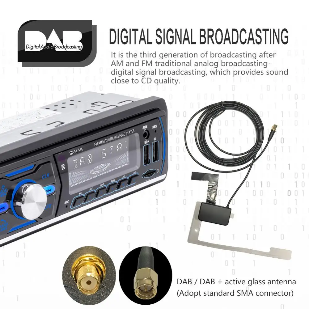 Авторадио 12 в 1 Din Автомобильный Радио Handsfree MP3/SD/MMC DAB + FM USB ЖК экран цифровой аудио