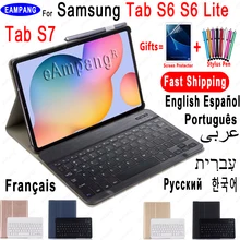 Case for Samsung Galaxy Tab S6 Lite 10.4 Keyboard Case Tab S6 10.5 S7 11 Cover Russian Spanish English Korean Arabic Keyboard