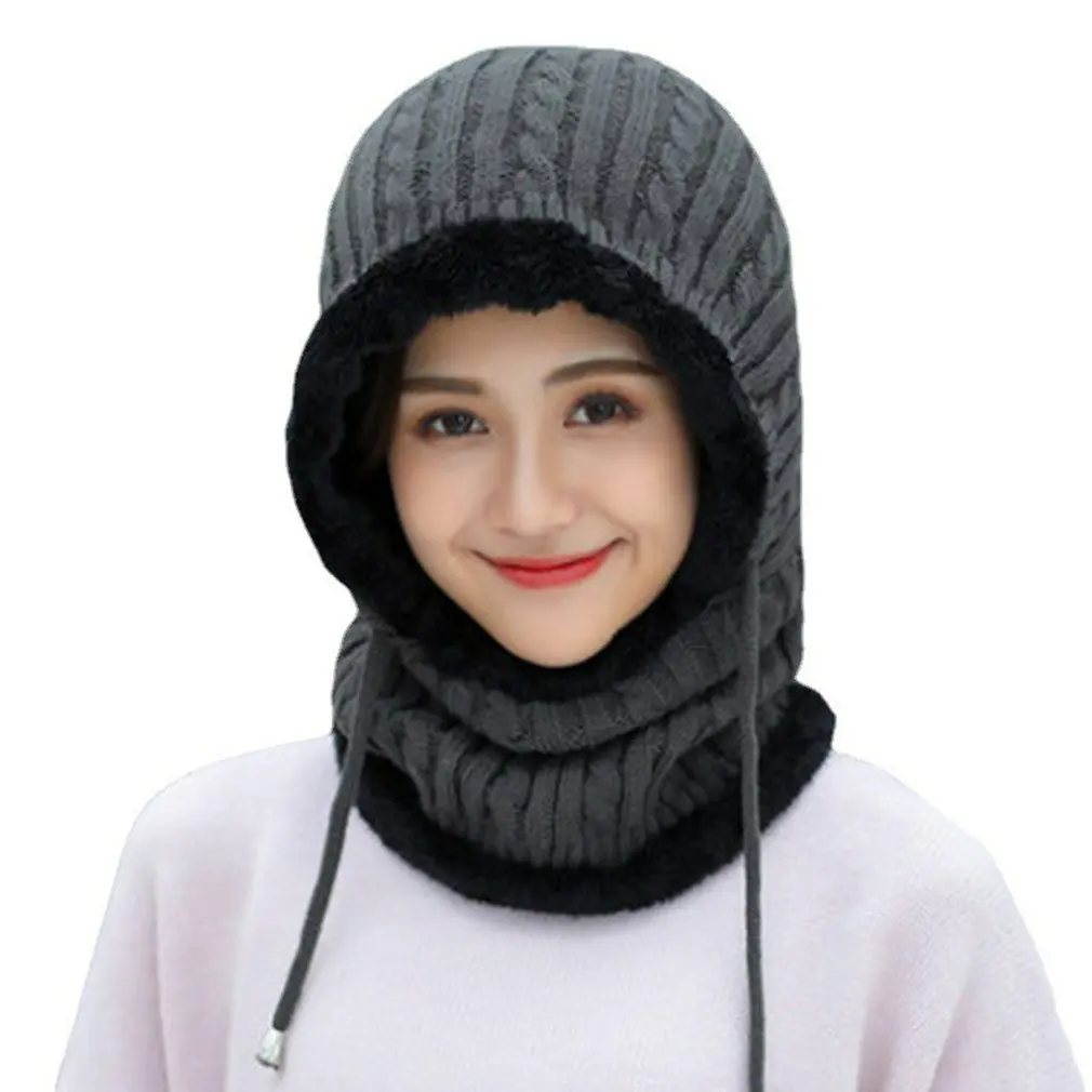 

Ski Cap & Scarf Set Unisex Warm Leather Warm Winter Hats Men Women Knitted Hats Cap Warm Cap Skullies Beanies