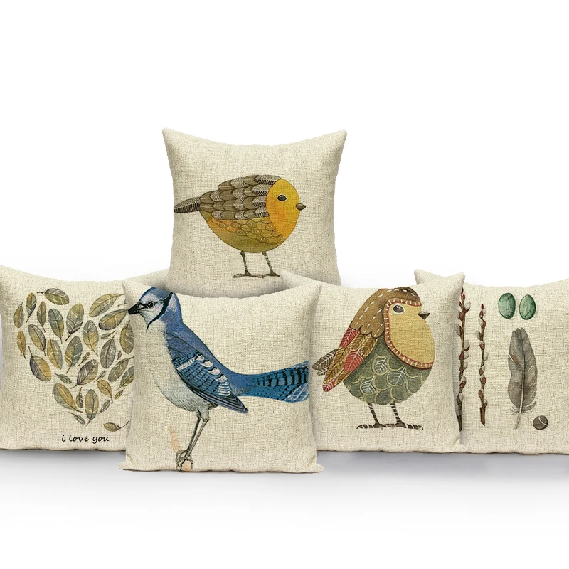 

Feather Birds Pattern Cushion Cover for Sofa Home Decoration Car Chair Pillow Cover Outdoor Living Room Throw Pillowcase