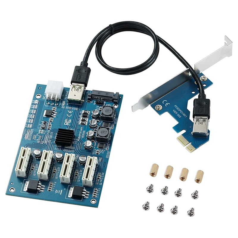 

PCIE 1X на PCIE 4 слота адаптер карта расширения PCIE USB 3,0 конвертер удлинитель адаптер карта расширения Комплект