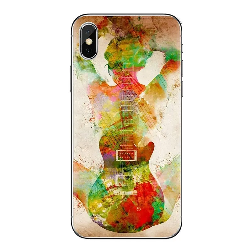 Гитара синяя Музыка Примечание электрический бас силиконовый чехол для телефона