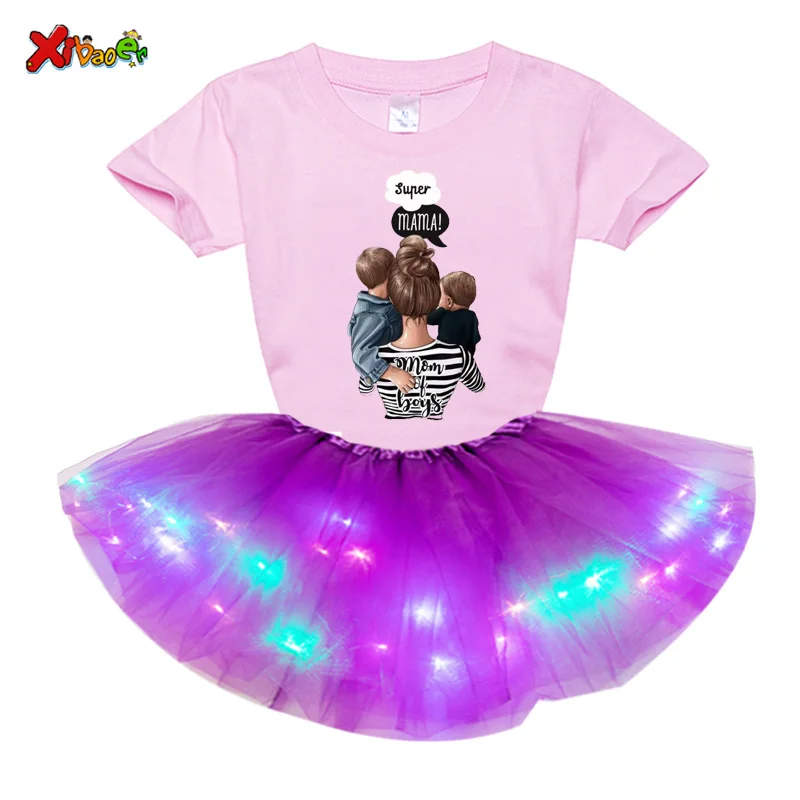 Bear Leader Girls Clothing Sets New Summer Fashion Style Cartoon Printed T-Shirts+Pink Dress 2Pcs Girls Clothes Sets Party Dress