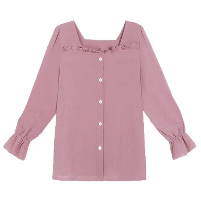 

Plus Size New 2020 Korean Women Tops Fashion Casual Brief Womens Clothing Single Breasted Flarre Sleeve Tunique Femme