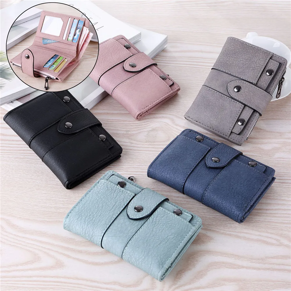 

Women Wallet 2020 New Leather Zip Coin Purse Clutch Handbag Small Mini Card Holder Short Purse Coin ID Credit Card Handbag