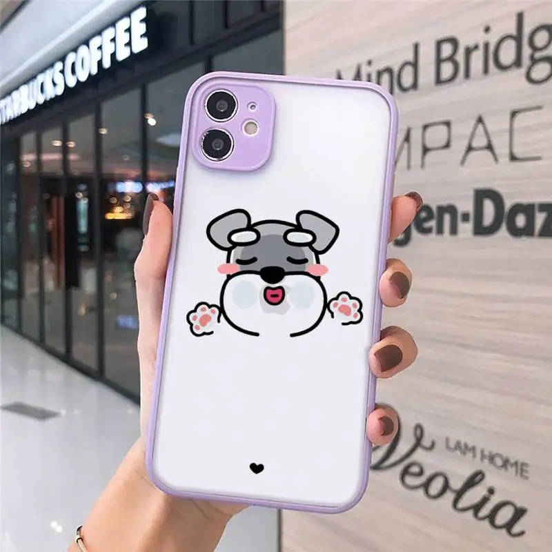 

Cartoon schnauzer dog Phone Cases Matte For iPhone 12 Mini 11 Pro XR XS Max 7 8 Plus X Hard PC Back Cover