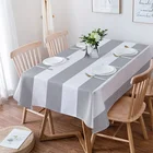 Серая и белая полосатая скатерть для стола, водонепроницаемая скатерть для стола, кухонная Декоративная скатерть для кофейной кухни, праздничная скатерть для стола