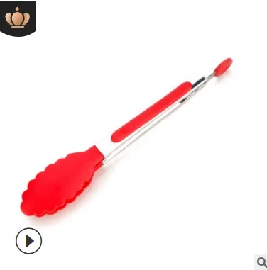 Red Силиконовые спагетти салат тост барбекю мясо длинные плоские щипцы инструмент для кухни инструменты приготовления пищи щипцы - Цвет: Red