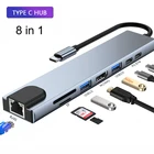 USB-концентратор 8-в-1 с Type-C на 4K HDMI, устройство для чтения карт SDTF RJ45, PD, быстрая зарядка, док-станция для MacBook Air Pro, хаб для ПК