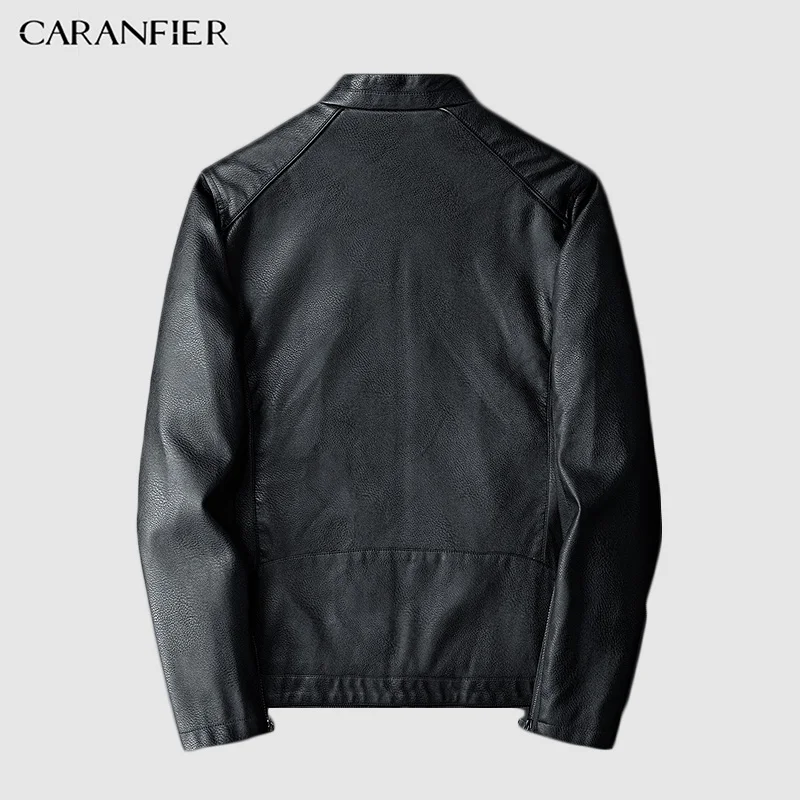 Бренд CARANFIER 2019 Осень зима повседневная куртка из искусственной кожи на молнии