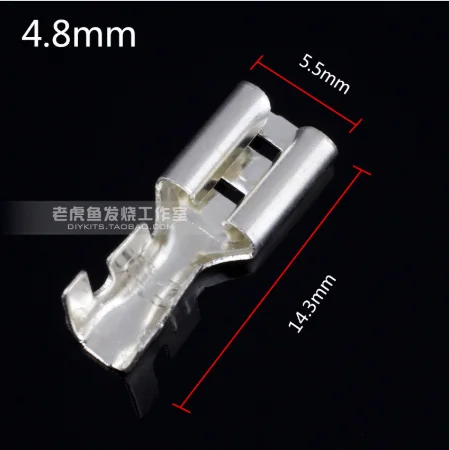 

10pcs Free shipping 6.3 / 4.8mm high quality pure copper thick silver plated cold-pressed connection terminal