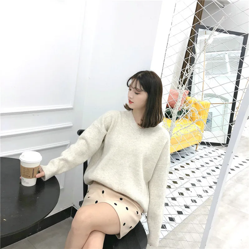 wool sweater female 2019 autumn Korean round neck pullover long sleeve Slim shirt women's wild jacket | Женская одежда